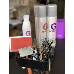 Colgador de materiales para mesa de peluquería